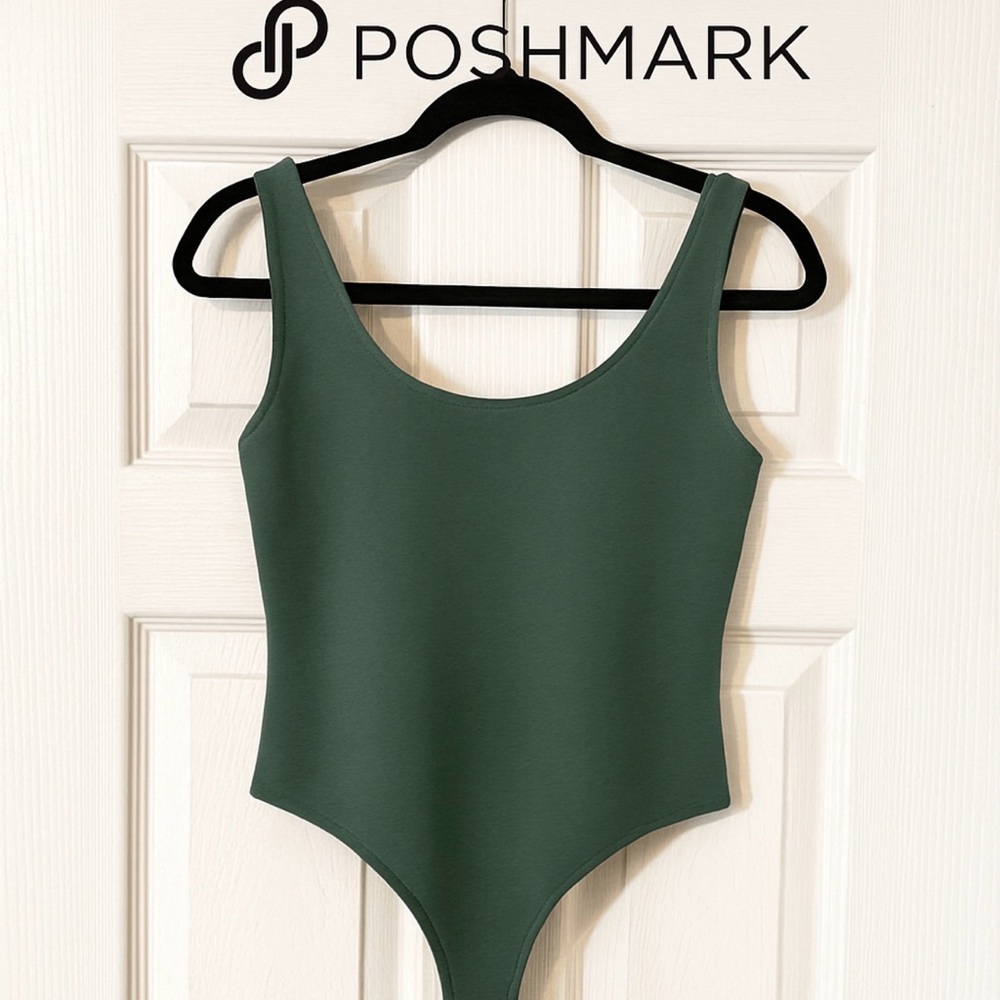 Express Olive Green Scoop Neck Tank Bodysuit